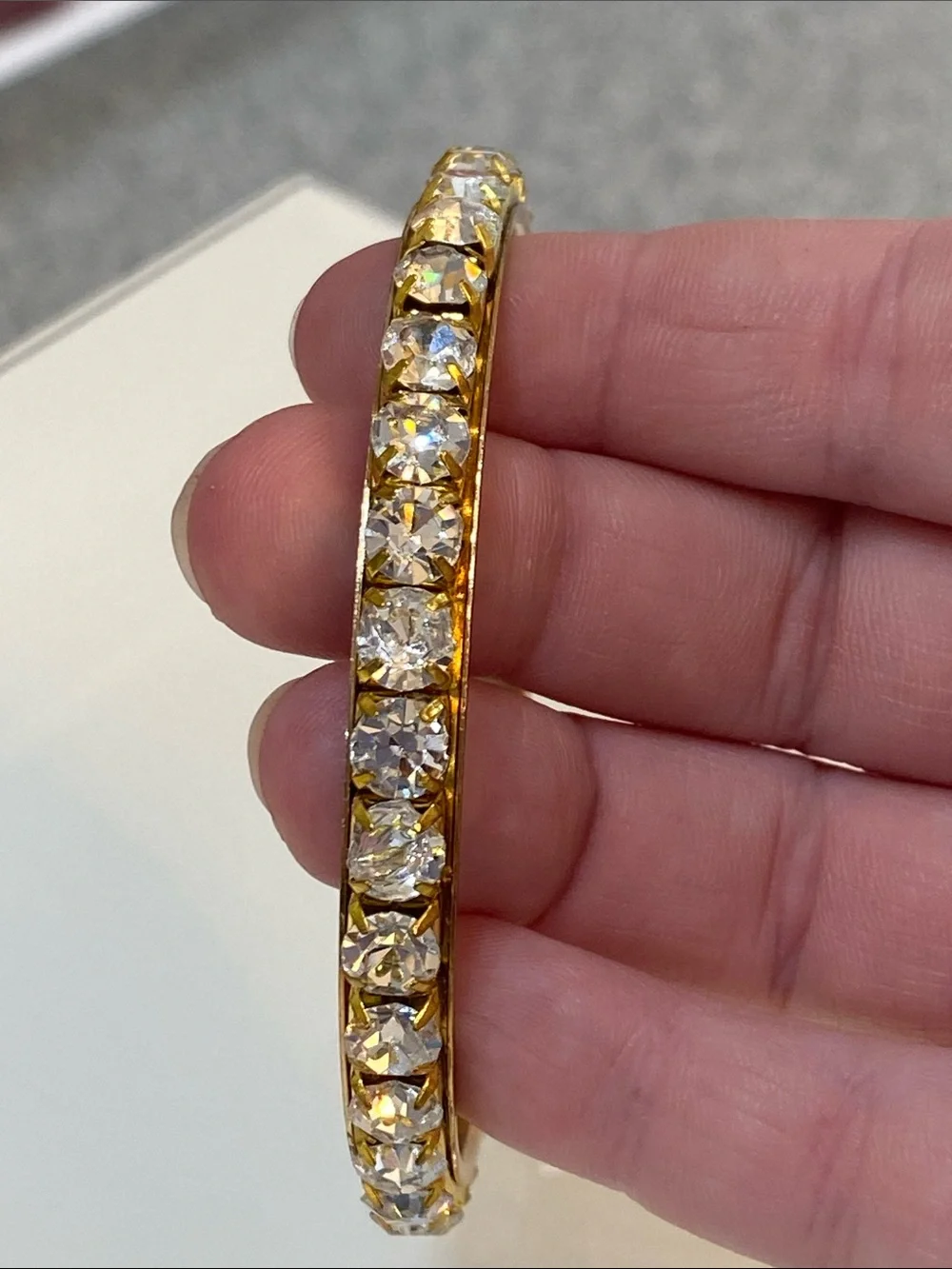 Gold Tone Crystal Bangle Bracelet